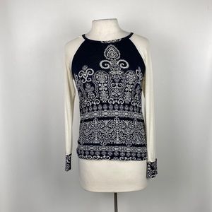 194T, Women’s Navy/White Long-sleeve Top, Size XS